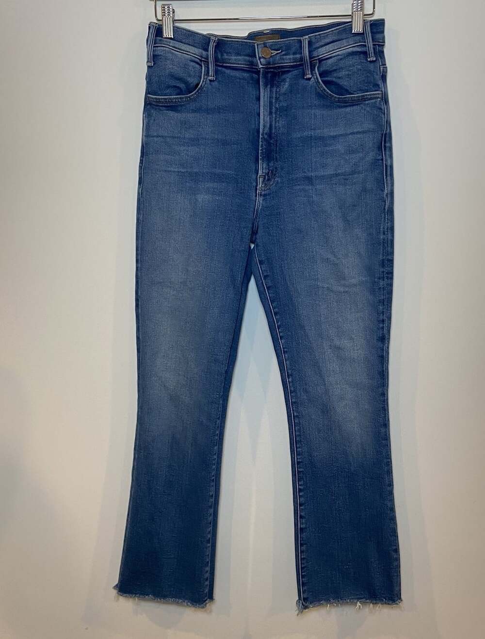 Mother The Hustler Ankle Fray Jeans Meet Cute High Rise Straight Leg Size 31